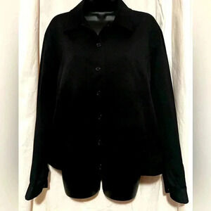 Van Heusen Women's Sz Medium A Line Coat Button Down Solid Black Lightweight
